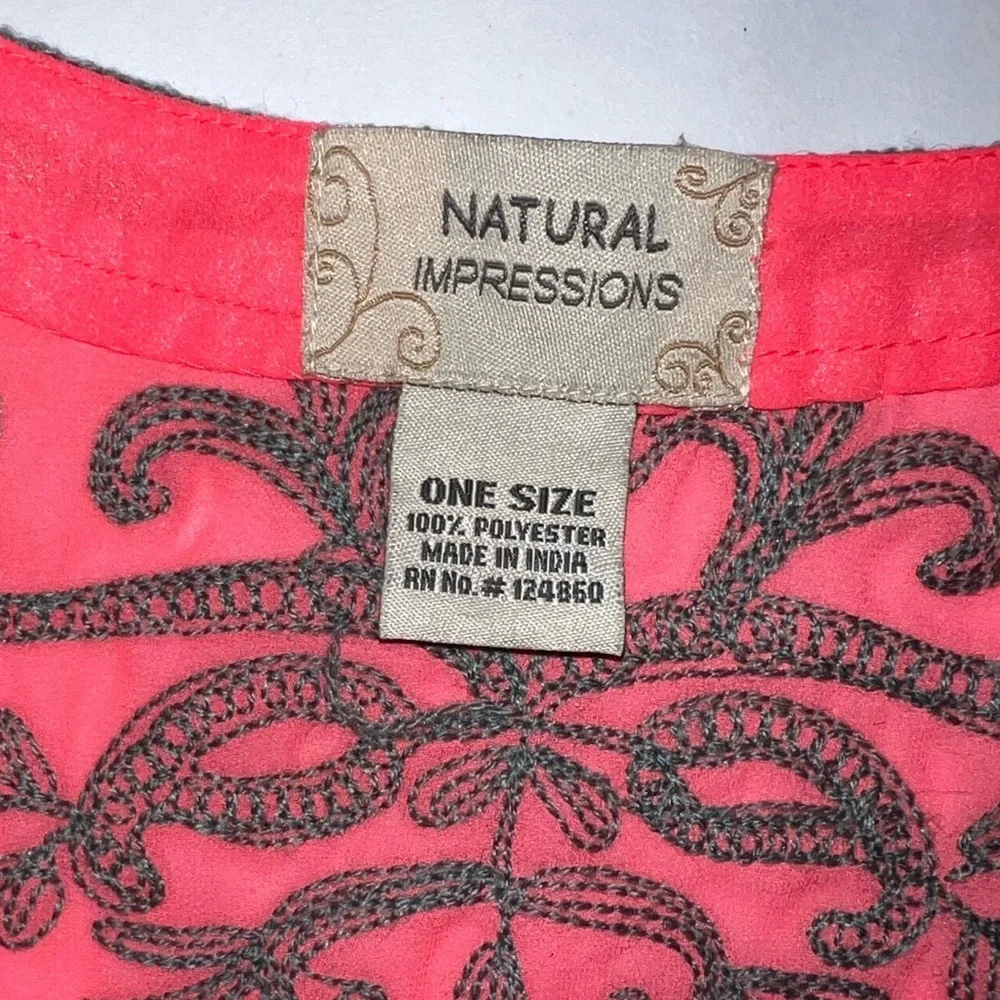 Natural Impressions Pink Hombre Embroidered Kimono Swim Cover Dress One Size